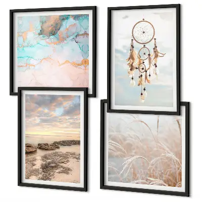 Wall art set sea of clouds dream catcher grass design