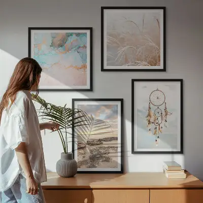 Wall art set sea of clouds dream catcher grass design