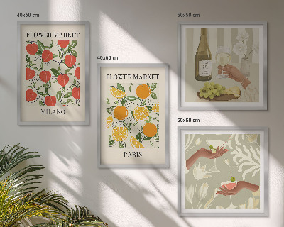 Multi-piece wall decor set Flowers wine Milan Paris