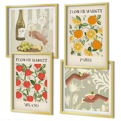 Multi-piece wall decor set Flowers wine Milan Paris