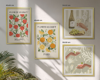 Multi-piece wall decor set Flowers wine Milan Paris