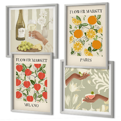 Multi-piece wall decor set Flowers wine Milan Paris