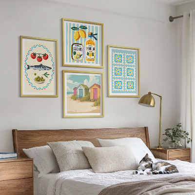 Wall art set Illustrations of Mediterranean cuisine