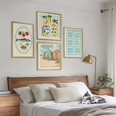 Mediterranean cuisine wall art print set illustrations set