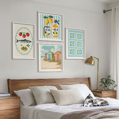 Wall art set Illustrations of Mediterranean cuisine
