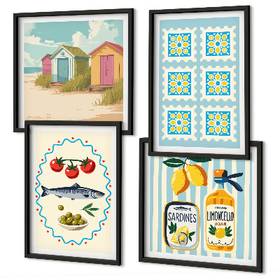 Wall art set Illustrations of Mediterranean cuisine