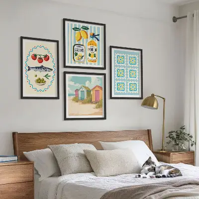 Mediterranean cuisine wall art print set illustrations set