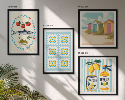 Wall art set Illustrations of Mediterranean cuisine