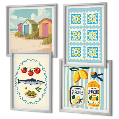Wall art set Illustrations of Mediterranean cuisine