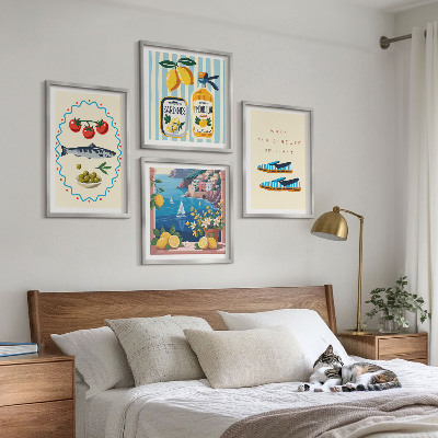 Set of 4 wall art pieces Italian flavors colorful images