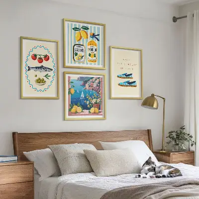 Set of 4 wall art pieces featuring colorful Italian flavors