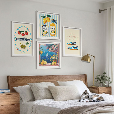 Set of 4 wall art pieces Italian flavors colorful images
