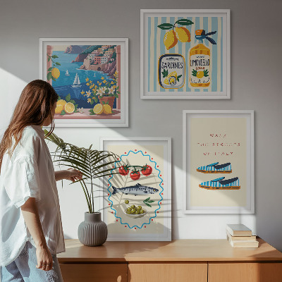Set of 4 wall art pieces Italian flavors colorful images