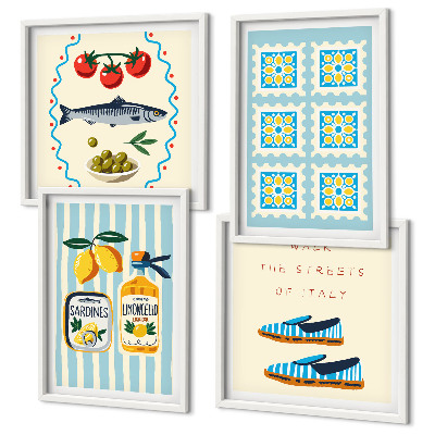 Multi-piece wall decor set Fruit Patterns and Italian Culture