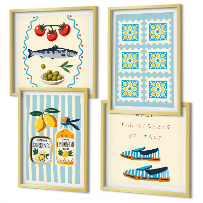 Multi-piece wall decor set Fruit Patterns and Italian Culture