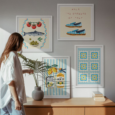 Multi-piece wall decor set Fruit Patterns and Italian Culture