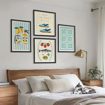 Multi-piece wall decor set featuring fruit patterns and Italian culture