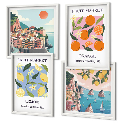 Set of 4 wall art pieces Fruit posters lemons oranges