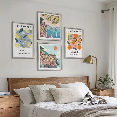 Fruit wall art posters set of 4 lemons and oranges prints