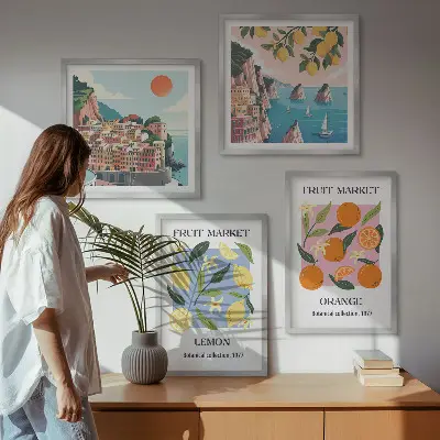 Fruit wall art posters set of 4 lemons and oranges prints