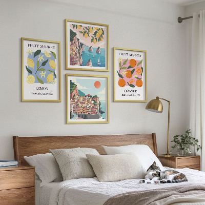 Set of 4 wall art pieces Fruit posters lemons oranges