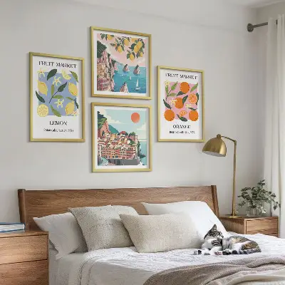 Fruit wall art posters set of 4 lemons and oranges prints