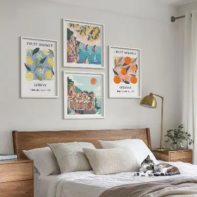Fruit wall art posters set of 4 lemons and oranges prints