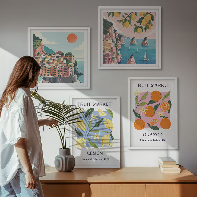 Set of 4 wall art pieces Fruit posters lemons oranges