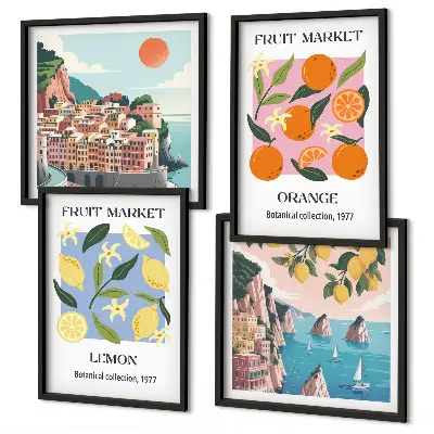 Fruit wall art posters set of 4 lemons and oranges prints