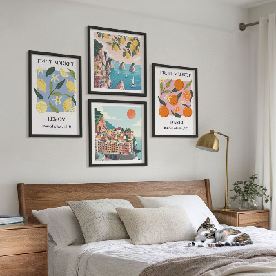 Set of 4 wall art pieces Fruit posters lemons oranges