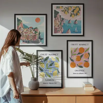 Fruit wall art posters set of 4 lemons and oranges prints