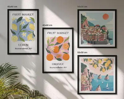 Fruit wall art posters set of 4 lemons and oranges prints