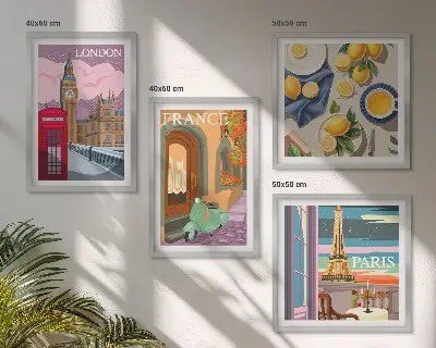 Multi-piece wall decor set featuring Paris and London cityscapes