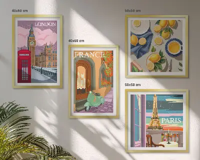 Multi-piece wall decor set Cityscapes Paris London France