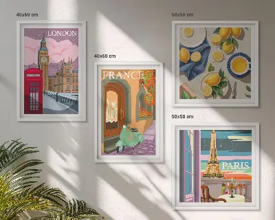 Multi-piece wall decor set featuring Paris and London cityscapes