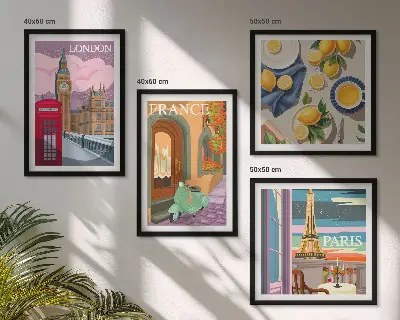 Multi-piece wall decor set featuring Paris and London cityscapes