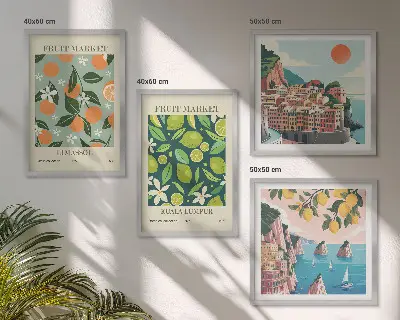 Wall art set vintage fruit pattern posters