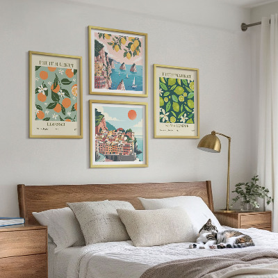 Wall art set Fruit patterns vintage posters