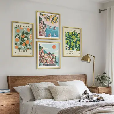 Wall art set vintage fruit pattern posters