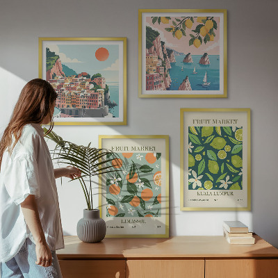 Wall art set Fruit patterns vintage posters