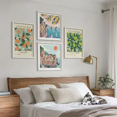 Wall art set vintage fruit pattern posters