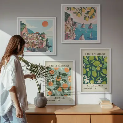 Wall art set vintage fruit pattern posters
