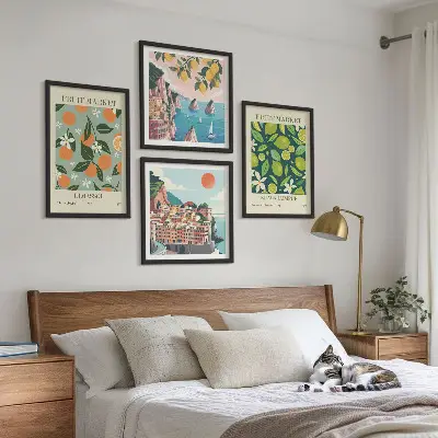 Wall art set vintage fruit pattern posters