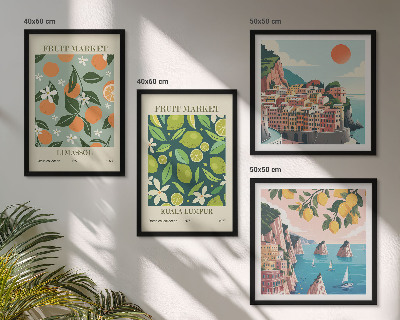 Wall art set Fruit patterns vintage posters