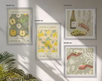 Fruity patterns Italian wine wall art set of 4 pieces