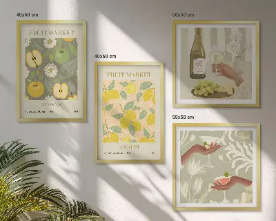 Fruity patterns Italian wine wall art set of 4 pieces
