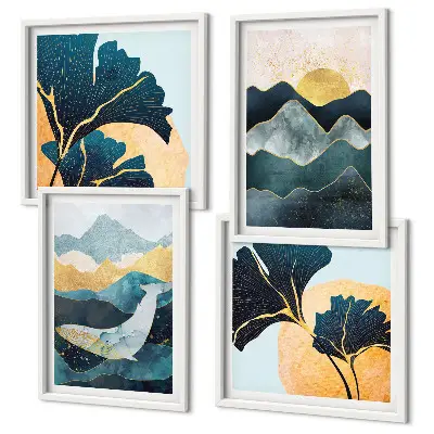 Abstract mountain wall art set multi-piece aesthetic decor