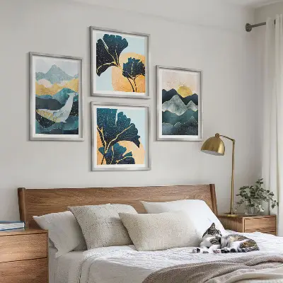 Abstract mountain wall art set multi-piece aesthetic decor