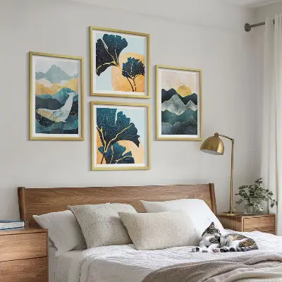 Abstract mountain wall art set multi-piece aesthetic decor