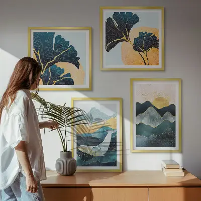 Abstract mountain wall art set multi-piece aesthetic decor